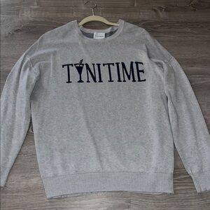 Adorable! Gray Sweater with Navy Print- TyniTime! A girls best friend!
